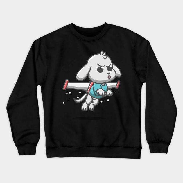 cute dog flying on robot wings Crewneck Sweatshirt by fflat hds